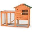 2-Story Wooden Rabbit Hutch with Running Area-Natural Supply