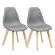 2 Pieces Modern Dining Chair Set with Wood Legs and Fabric Cushion Seat Hot on Sale