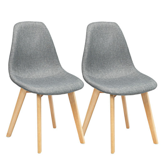 2 Pieces Modern Dining Chair Set with Wood Legs and Fabric Cushion Seat Hot on Sale