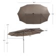 15 Feet Twin Patio Umbrella with 48 Solar LED Lights-Light Brown For Discount