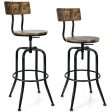 Adjustable Swivel Counter-Height Stool with Arc-Shaped Backrest-Rustic Brown For Discount