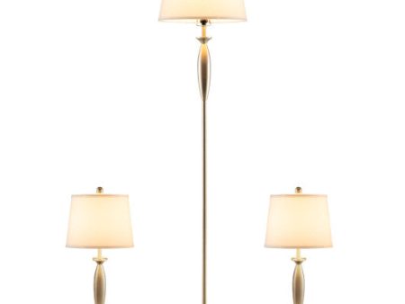 3-Piece Modern Nickel Finish Lamp Set-Silver Discount