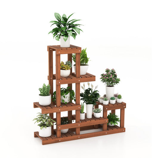 6 Tier Wood Plant Stand with High Low Structure Online