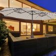 15 Feet Double-Sided Patio Umbrella with 48 LED Lights-Beige Online Sale