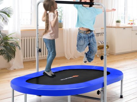 2-Person Foldable Mini Kids Fitness Rebounder Trampoline-Blue Hot on Sale