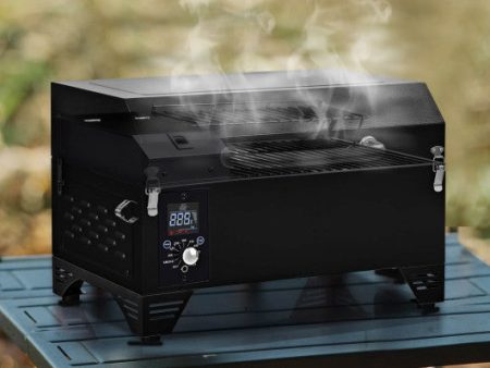 Outdoor Portable Tabletop Pellet Grill and Smoker with Digital Control System for BBQ-Black For Discount