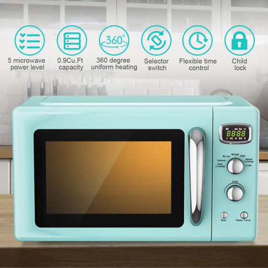 0.9 Cu.ft Retro Countertop Compact Microwave Oven-Green Supply