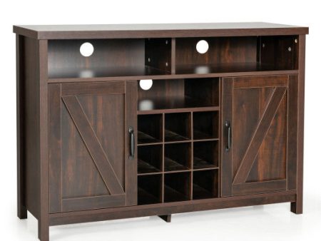 Farmhouse Sideboard with Detachable Wine Rack and Cabinets-Brown Supply