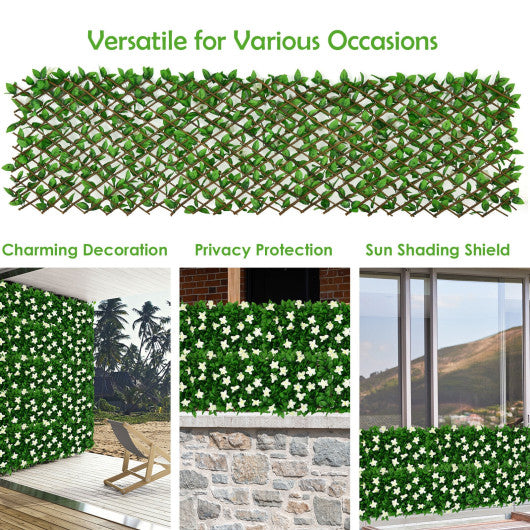 4 Pieces Expandable Faux Ivy Privacy Screen Fence Panel Pack with Flower-White Supply