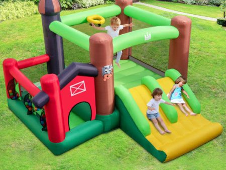 6-in-1 Inflatable Bounce House with Double Slides without 735W Blower For Cheap