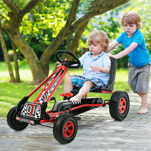 4 Wheels Kids Ride On Pedal Powered Bike Go Kart Racer Car Outdoor Play Toy-Red For Cheap