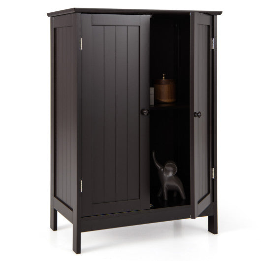 Bathroom Floor Storage Double Door Cupboard Cabinet-Brown For Sale