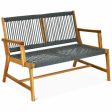 2-Person Acacia Wood Yard Bench for Balcony and Patio-Gray Online Sale