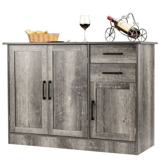 Buffet Storage Cabinet  Kitchen Sideboard with 2 Drawers-Gray For Sale