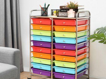 20 Drawers Storage Rolling Cart Studio Organizer-Multicolor Discount