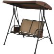 2-Person Patio Swing with Adjustable Canopy and 2 Storage Pocket-Brown Online Sale