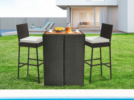 2 Pieces Patio Cushioned Wicker Barstools with Cozy Footrest-Set of 2 For Cheap