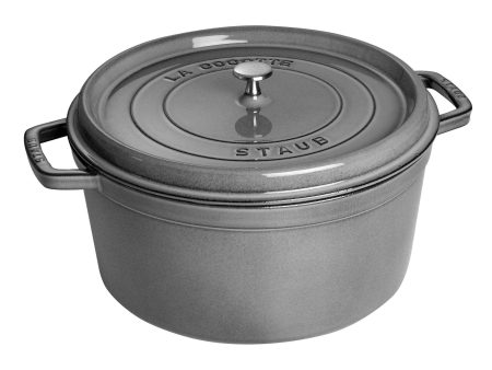 Staub Cast Iron 13.25-qt Round Cocotte - Graphite Grey For Discount