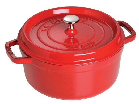 Staub Cast Iron Round Cocotte, Dutch Oven, 5.5-quart, serves 5-6, Made in France, Cherry on Sale