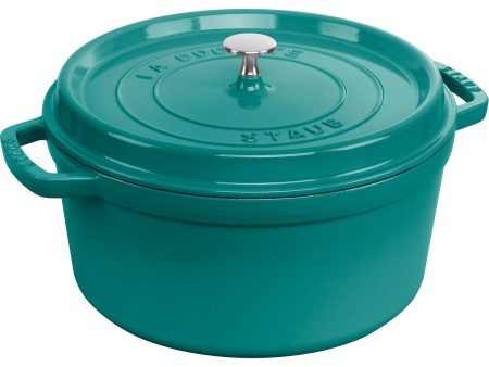 Staub Cast Iron 7-qt Round Cocotte - Turquoise Online now