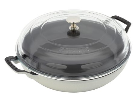 Staub Cast Iron 3.5-qt Braiser with Glass Lid - White Truffle Online Hot Sale