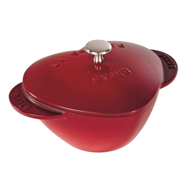 Staub Cast Iron 1.75-qt Heart Cocotte - Cherry Fashion