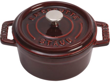 Staub Cast Iron 0.25-qt Mini Round Cocotte - Grenadine on Sale