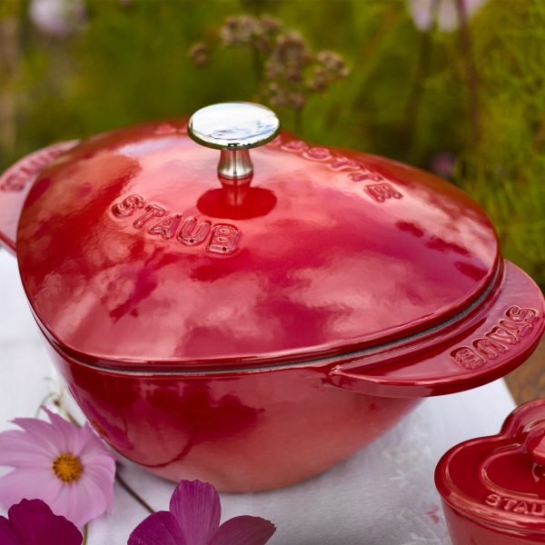 Staub Cast Iron 1.75-qt Heart Cocotte - Cherry Fashion