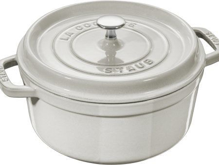 Staub Cast Iron Round Cocotte, Dutch Oven, 4-quart, serves 3-4, Made in France, White Truffle For Discount