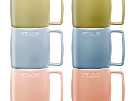 Staub Ceramic Dinnerware 6-pc 12 oz. Mug Set - Macaron Pastels Cheap