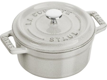 Staub Cast Iron .25-qt Mini Round Cocotte - White Truffle on Sale