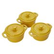 Staub Ceramic 3-pc Mini Round Cocotte Set - Citron Online now