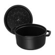 Staub Cast Iron Round Cocotte, Dutch Oven, 9-quart, serves 9-10, Made in France, Matte Black Fashion