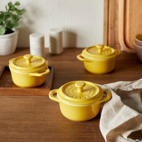 Staub Ceramic 3-pc Mini Round Cocotte Set - Citron Online now