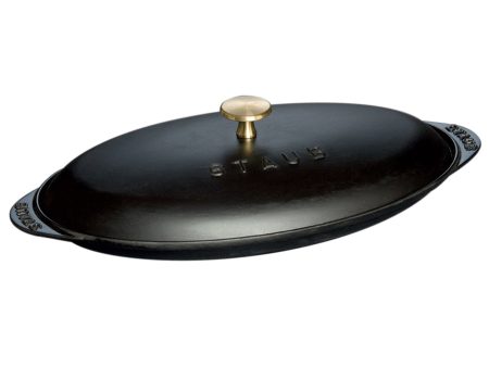 Staub Cast Iron 14.5-inch x 8-inch Covered Fish Pan - Matte Black Sale